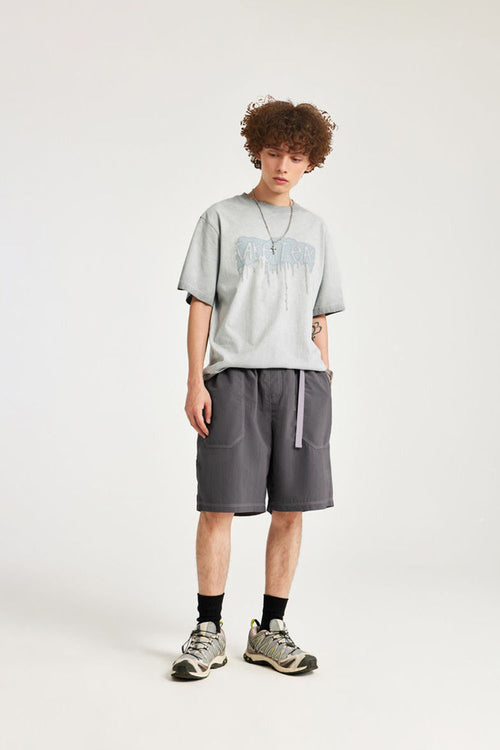 Contrast Paneled Active Shorts - Charcoal