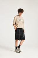 Contrast Paneled Active Shorts - Black