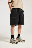 Contrast Paneled Active Shorts - Black