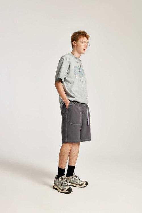 Contrast Paneled Active Shorts - Charcoal