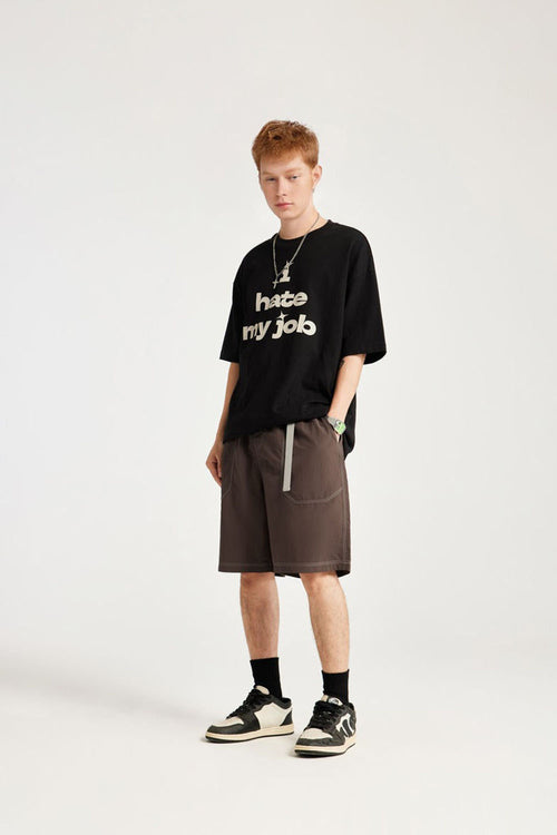 Contrast Paneled Active Shorts - Coffee