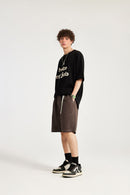 Contrast Paneled Active Shorts - Coffee
