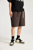 Contrast Paneled Active Shorts - Coffee