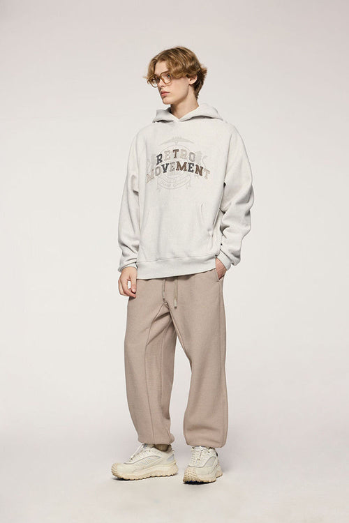Heavyweight Applique Fleece Hoodie - Oat Gray