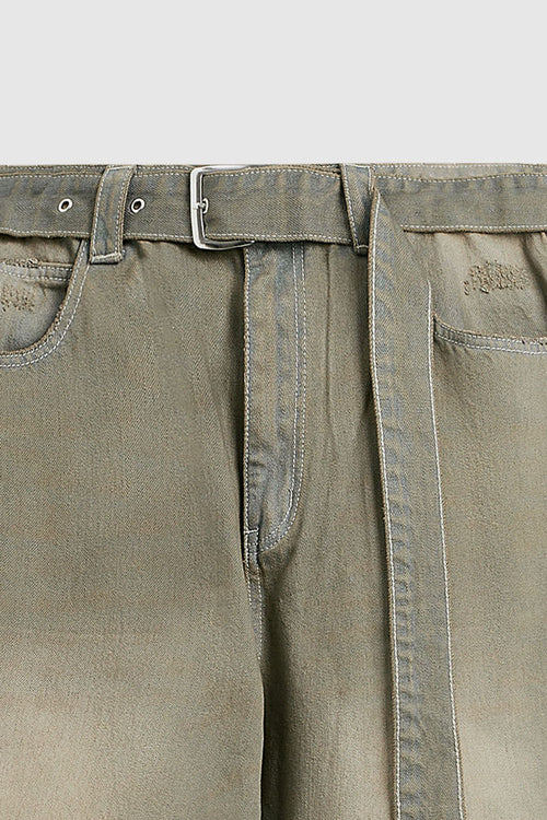 Washed Gradient Denim Jeans - Yellow