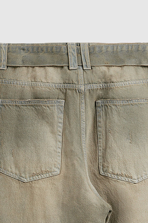 Washed Gradient Denim Jeans - Yellow