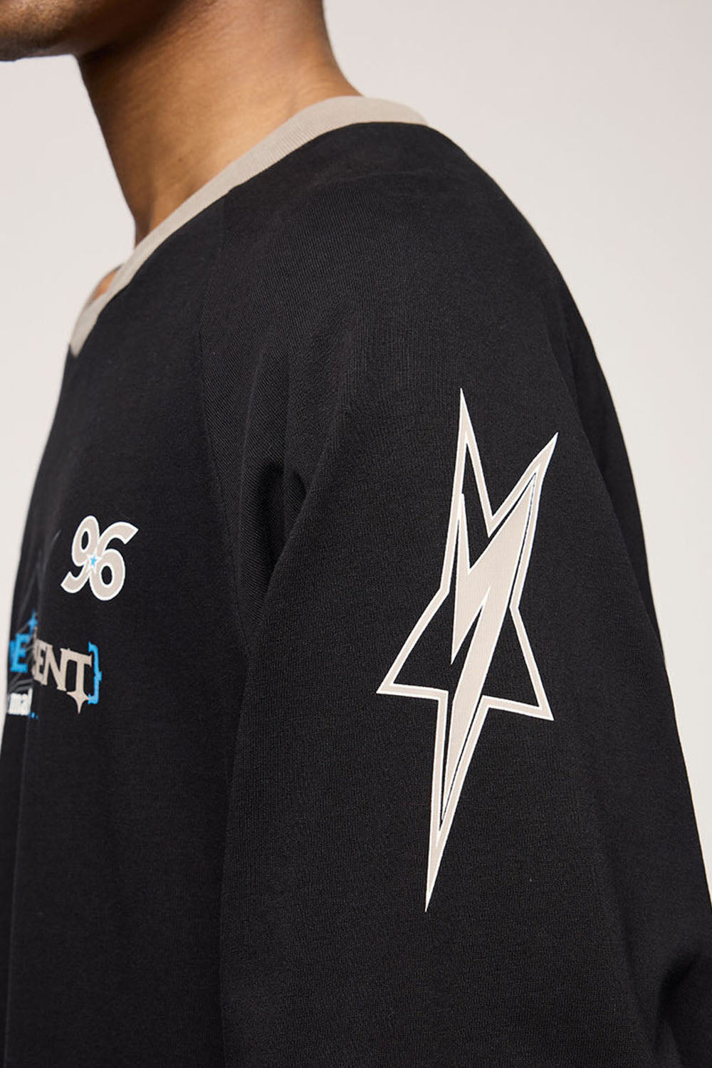 Patchwork Long Sleeve Tee - Active Black