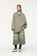 Patchwork Long Sleeve Tee - Khaki