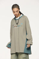Patchwork Long Sleeve Tee - Khaki