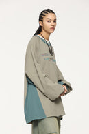 Patchwork Long Sleeve Tee - Khaki