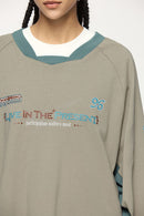 Patchwork Long Sleeve Tee - Khaki