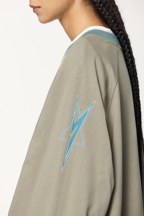Patchwork Long Sleeve Tee - Khaki