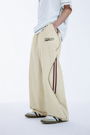 Curved-Seam Paneled Wide-Leg Pants - Light Khaki