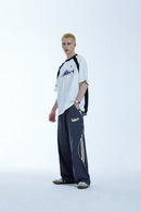 Curved-Seam Paneled Wide-Leg Pants - Royal Blue