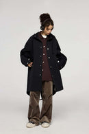 Waterproof Hooded Fishtail Utility Parka in Black - product detail close-up