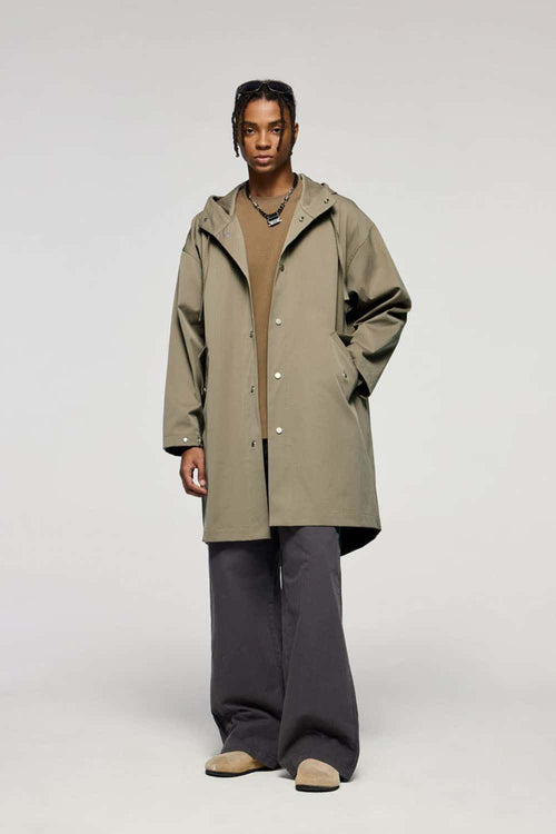Waterproof Hooded Fishtail Utility Parka in Green - front product view