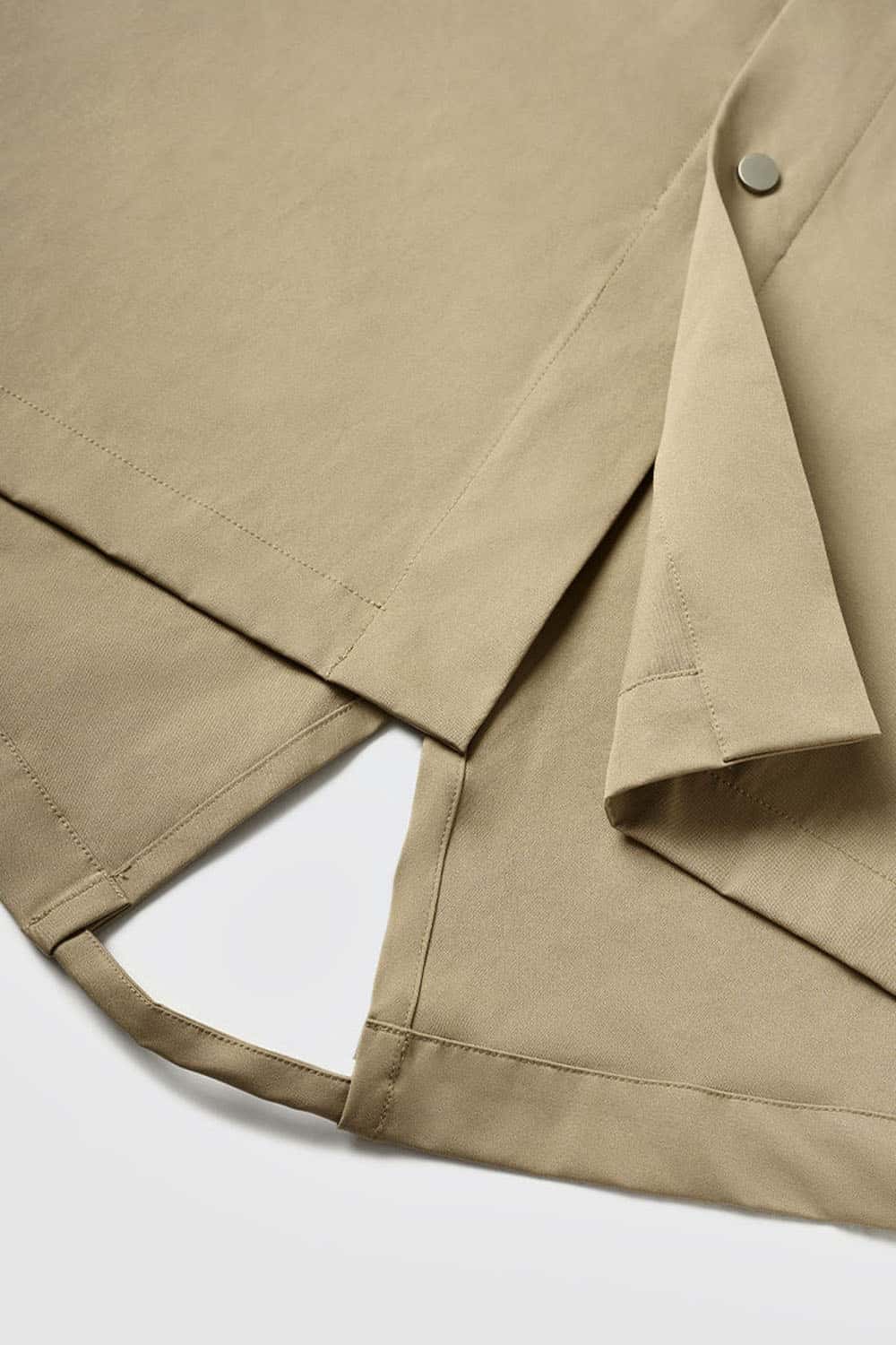 Waterproof Hooded Fishtail Utility Parka in Khaki - hem detail