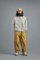 Lightweight Durable Nylon Hooded Utility Jacket in White - side modeled view