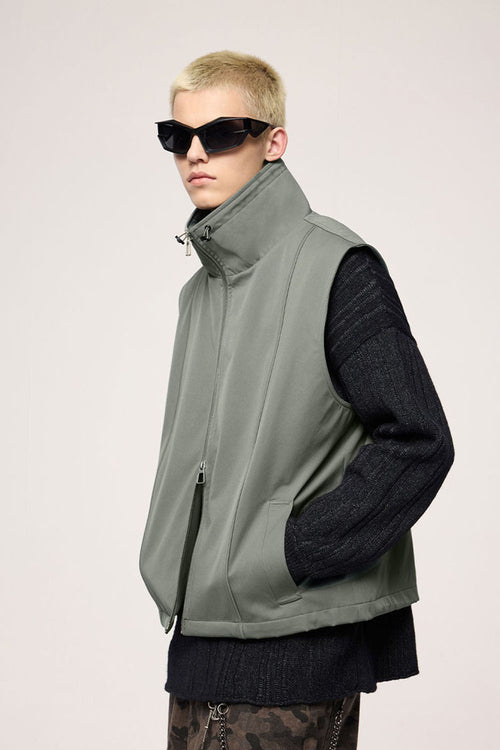 Crinkle Utility Vest - Gray