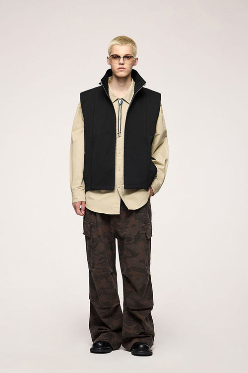 Crinkle Utility Vest - Black