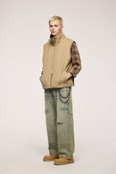 Crinkle Utility Vest - Khaki