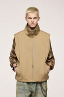 Crinkle Utility Vest - Khaki