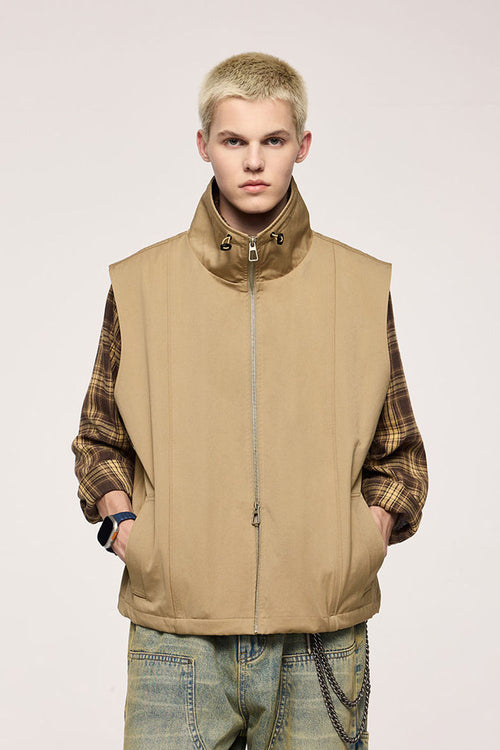 Crinkle Utility Vest - Khaki
