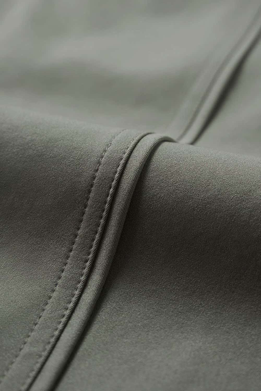 Two-Way Zip Drawcord Stand-Collar Utility Vest in Gray - fabric texture close-up