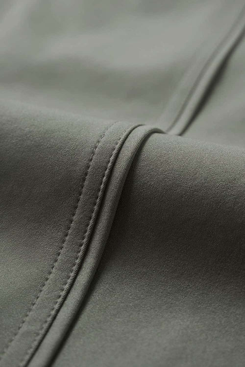 Two-Way Zip Drawcord Stand-Collar Utility Vest in Gray - fabric texture close-up