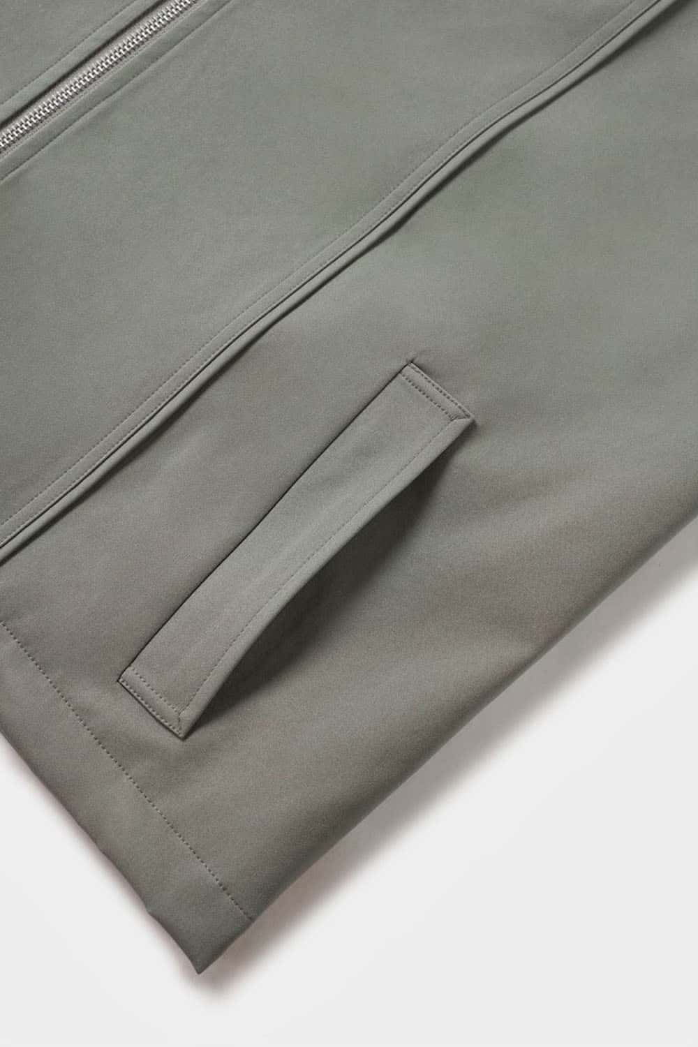 Two-Way Zip Drawcord Stand-Collar Utility Vest in Gray - hem detail