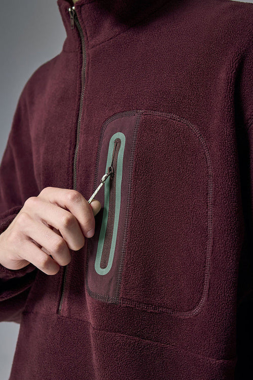 Polar Fleece Taped Half-Zip Pullover - Red