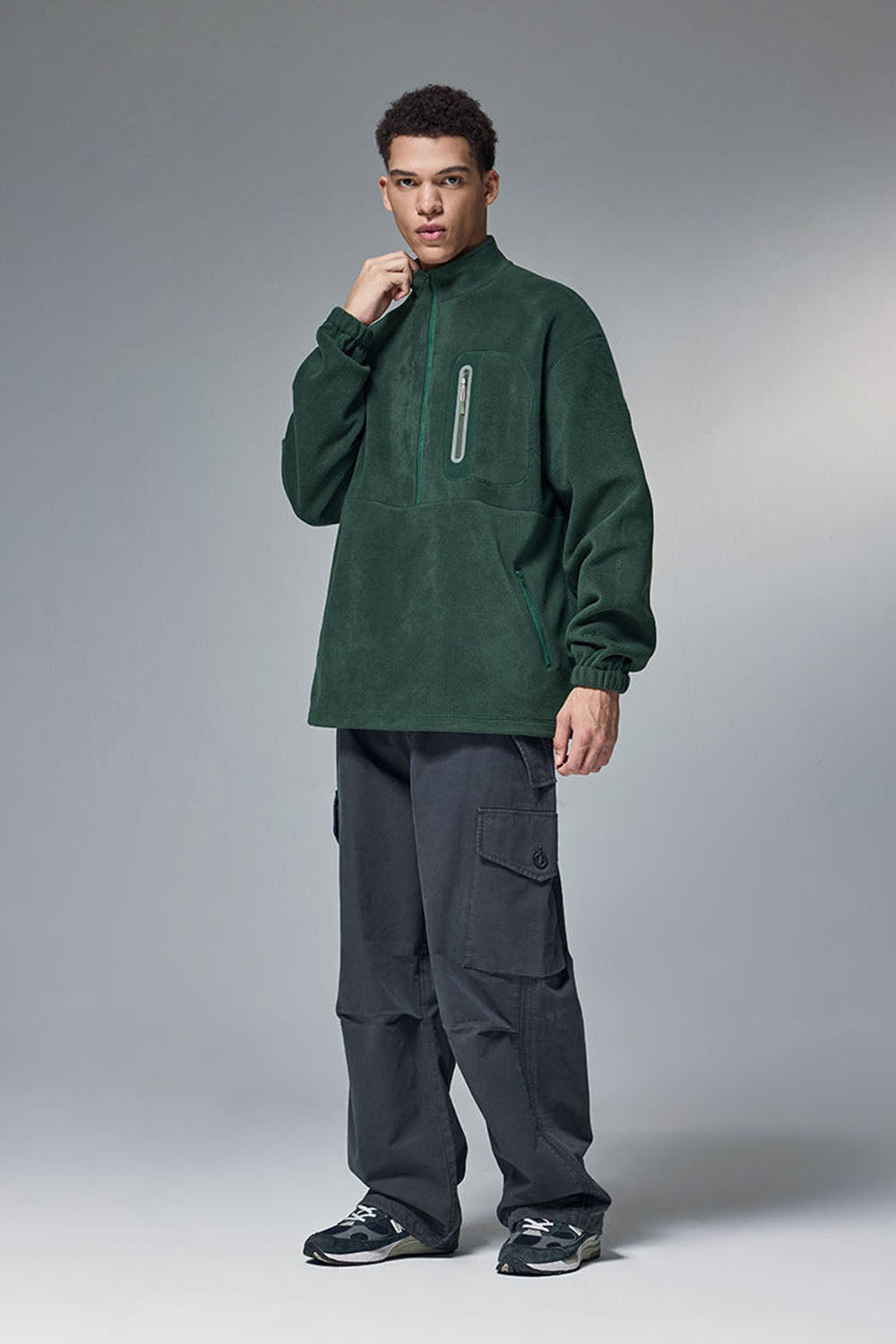 Fleece Bonded Half-Zip Pullover Sweatshirt: Warm Cycling Top