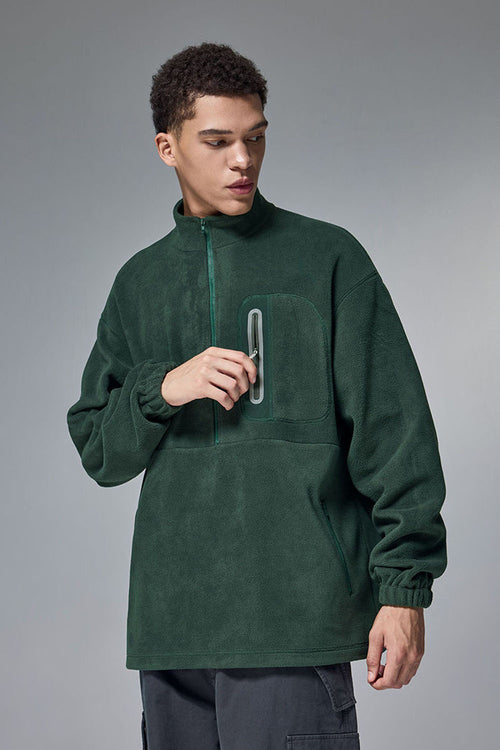 Polar Fleece Taped Half-Zip Pullover - Green