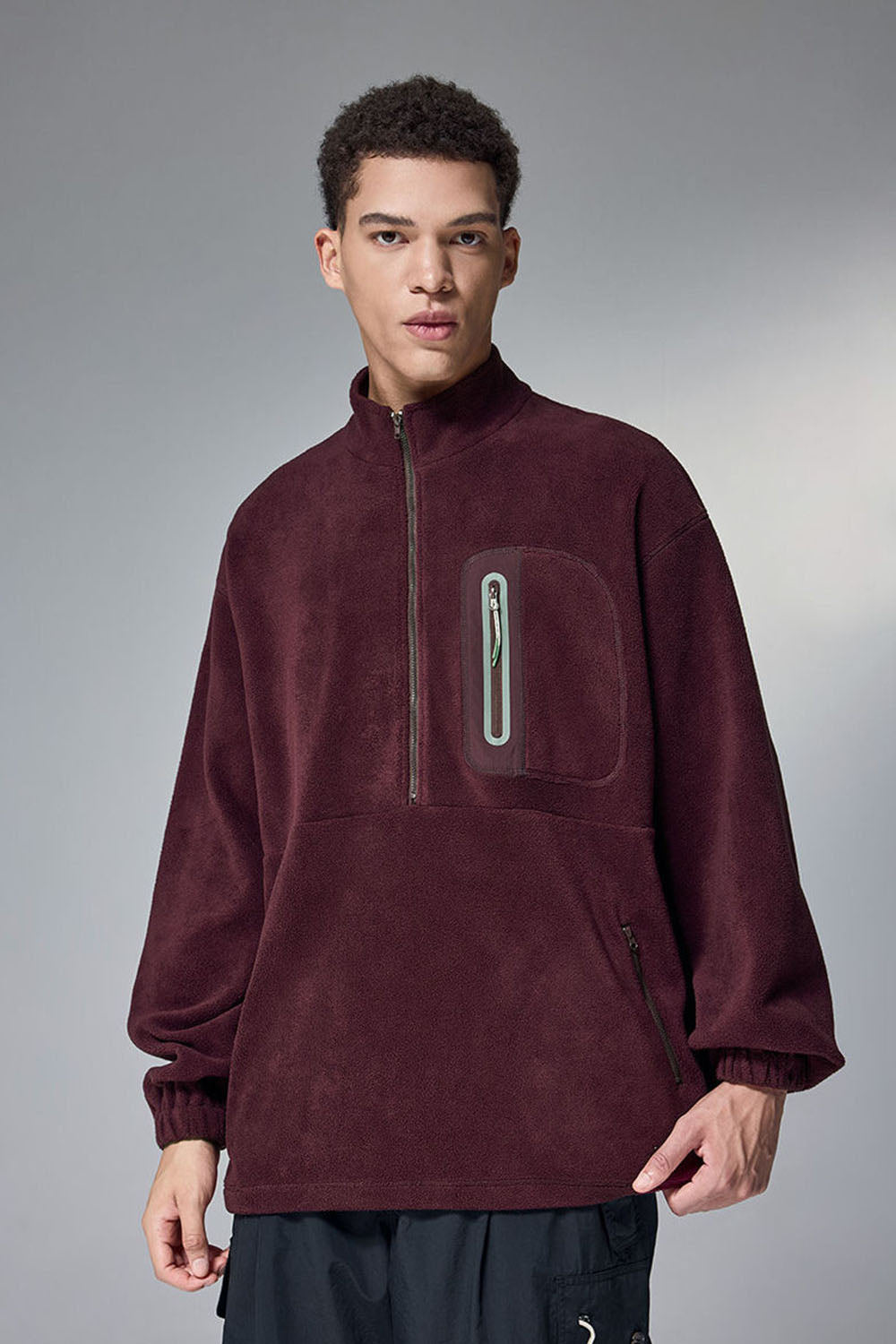 Fleece Bonded Half-Zip Pullover Sweatshirt: Warm Cycling Top