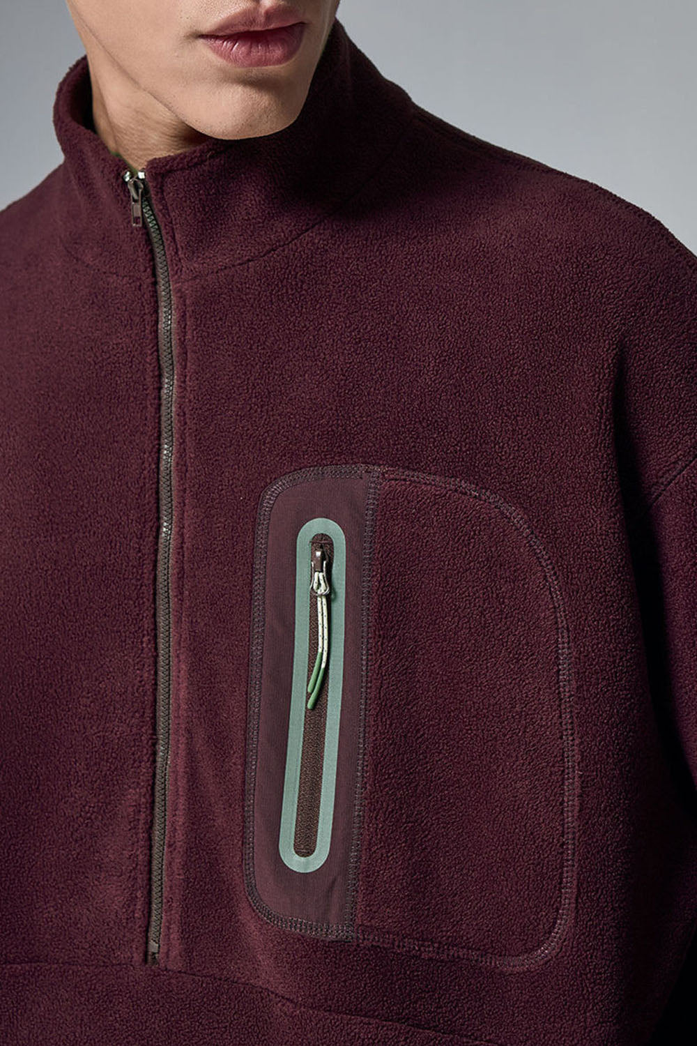 Fleece Bonded Half-Zip Pullover Sweatshirt: Warm Cycling Top