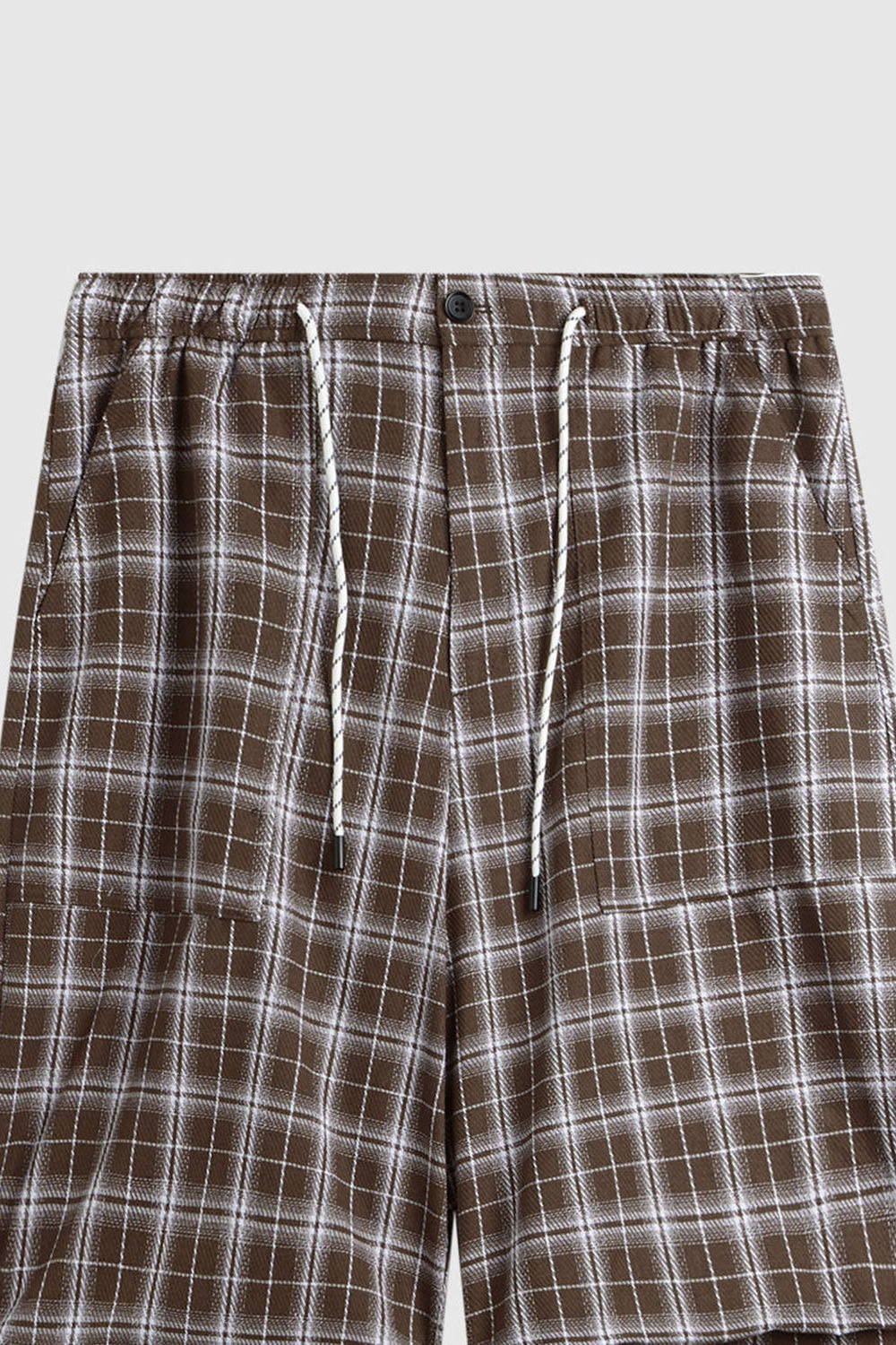 Men's Plaid Parachute Wide-Leg Cargo Pants