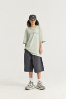 Washed A-Line Utility Shorts - Rock Gray