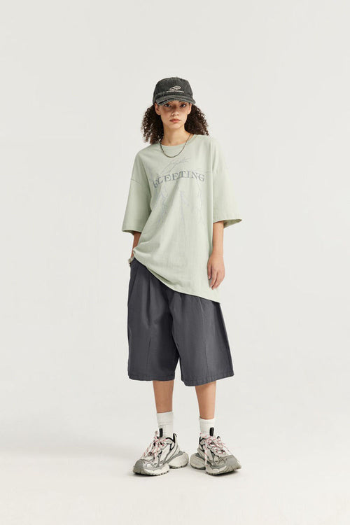 Washed A-Line Utility Shorts - Rock Gray
