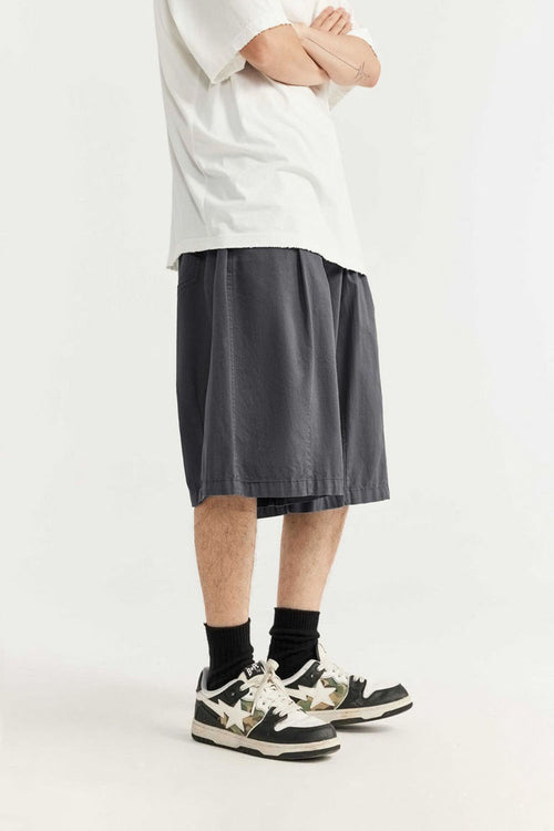 Washed A-Line Utility Shorts - Rock Gray