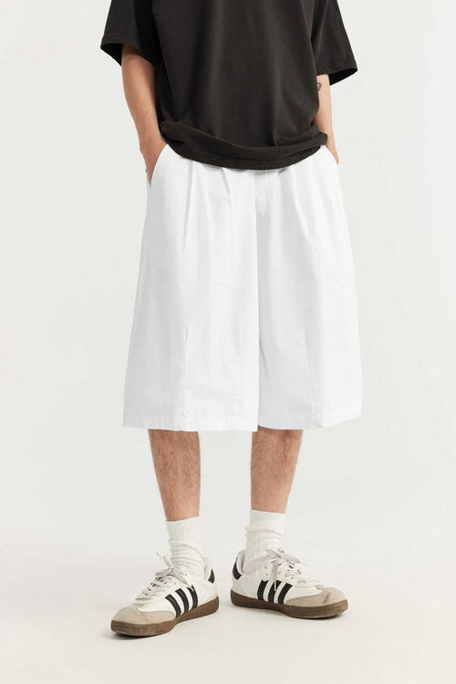 Washed A-Line Utility Shorts - White