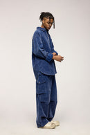 Faded Corduroy Cargo Pants - Blue