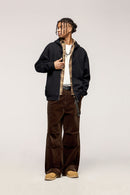 Corduroy Wide-Leg Pants - Coffee