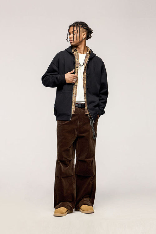 Corduroy Wide-Leg Pants - Coffee