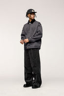 Corduroy Wide-Leg Pants - Dark Gray