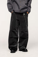 Corduroy Wide-Leg Pants - Dark Gray