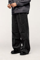 Corduroy Wide-Leg Pants - Dark Gray