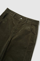 Organic Corduroy Wide-Leg Pants - Green
