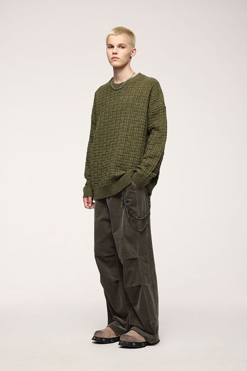 Organic Corduroy Wide-Leg Pants - Green