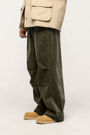Organic Corduroy Wide-Leg Pants - Green
