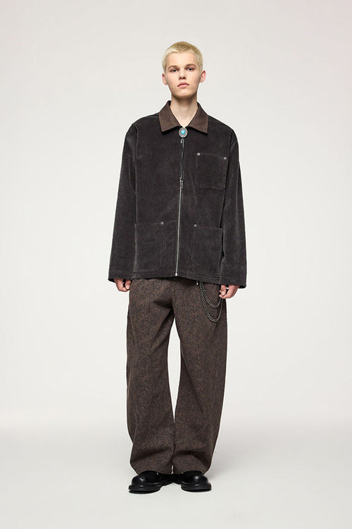 Studded Corduroy Jacket - Gray